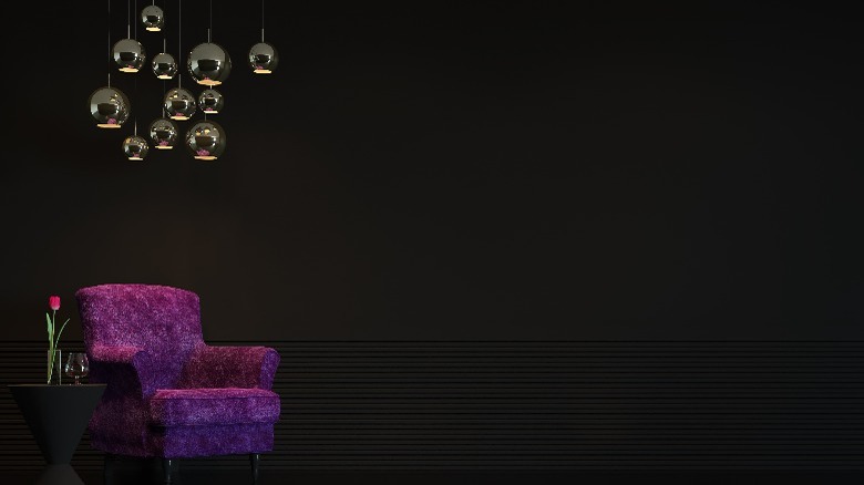 Black room with purple chair