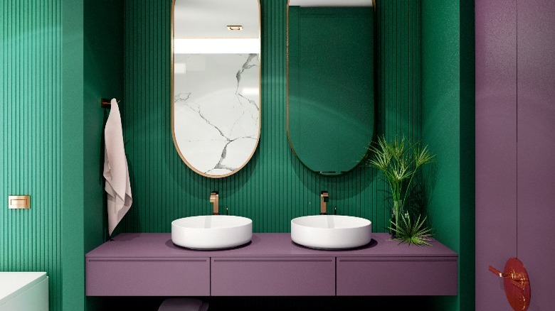 Green and purple bathroom