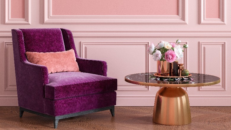 Pink room with purple chair