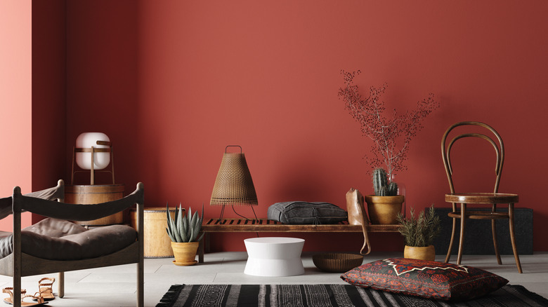 earthy red room with decor