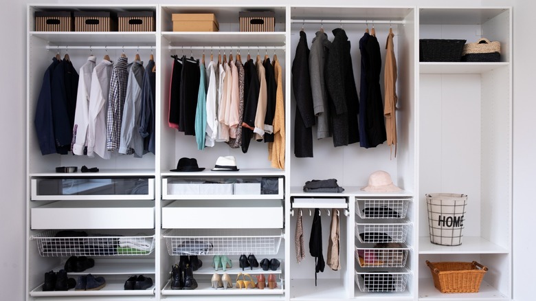 Closet system with clothes