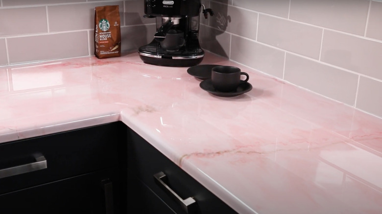 Glossy pink marble top