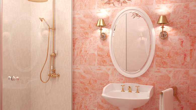 Pink marble bathroom