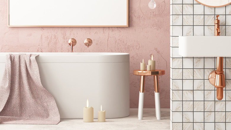 Pink marble bathroom