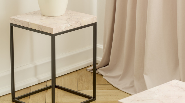 Pink marble side table