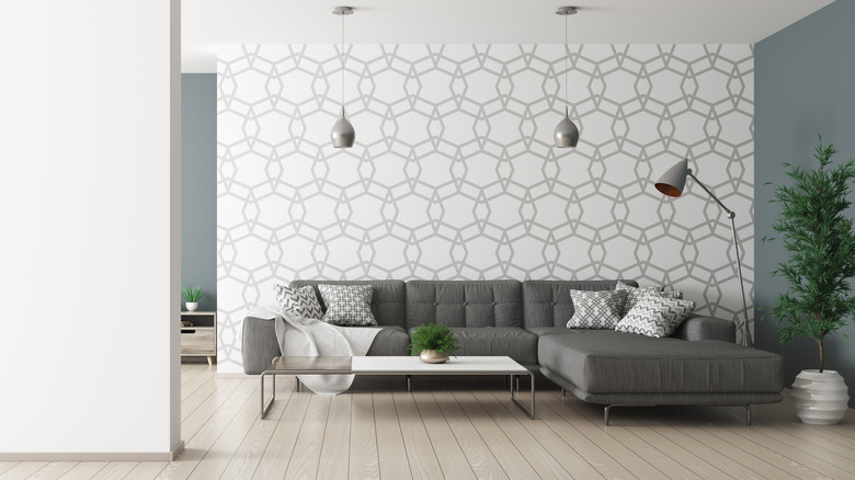 white and gray geometric wallpaper