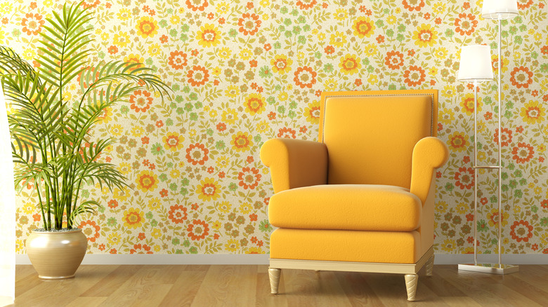 yellow floral wallpaper 