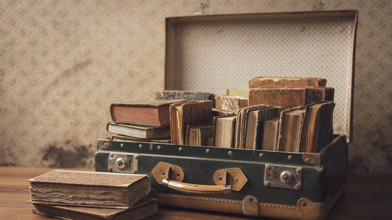 books in suitcase