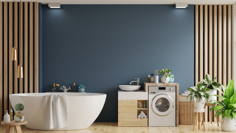 Spa style bathroom navy blue