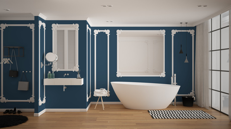 Navy blue bathroom walls