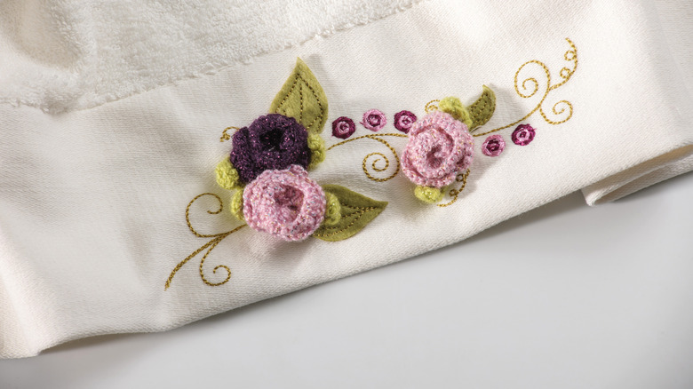 embroidery on a bath towel