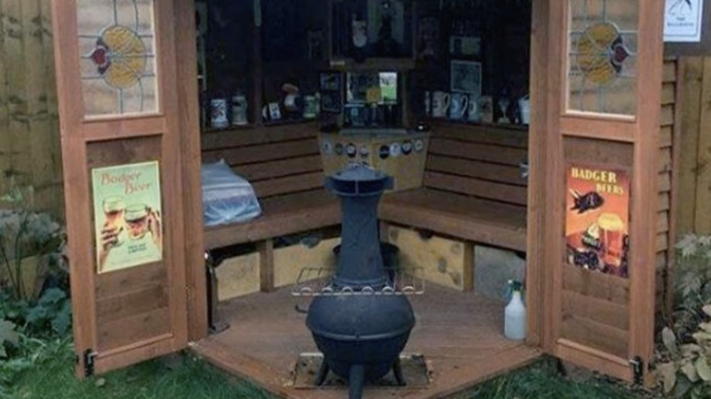 bar shed with bench seating 