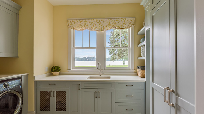 yellow utility room