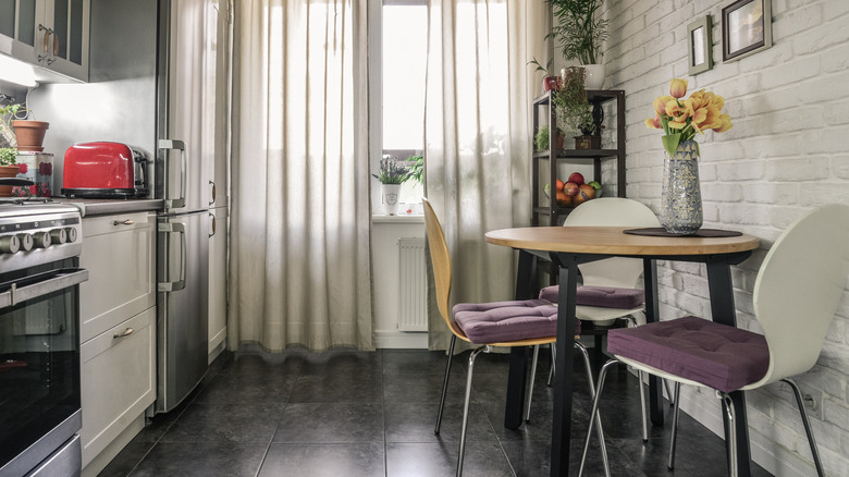 Wood dining table with chairs