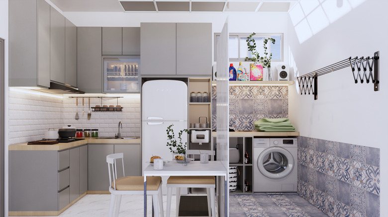 Half kitchen half laundry room