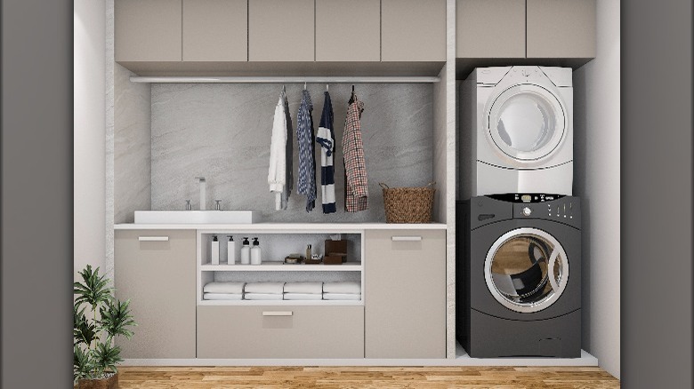 Stacking washer and dryer