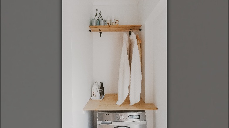 Small laundry room wall shelves