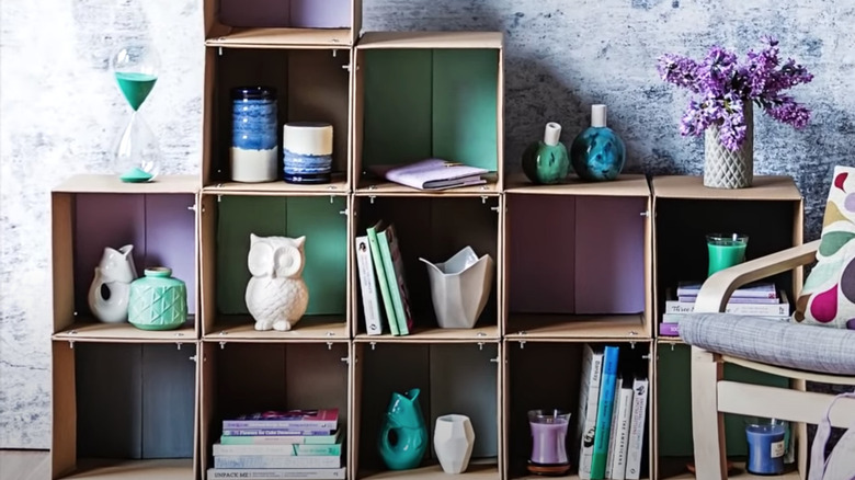 Cardboard box shelves