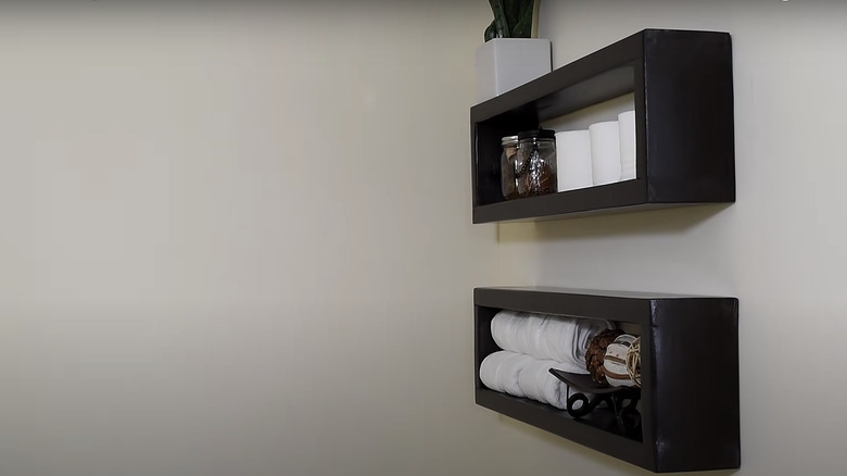 Black bathroom box shelves