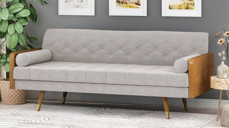 Light gray midcentury sofa