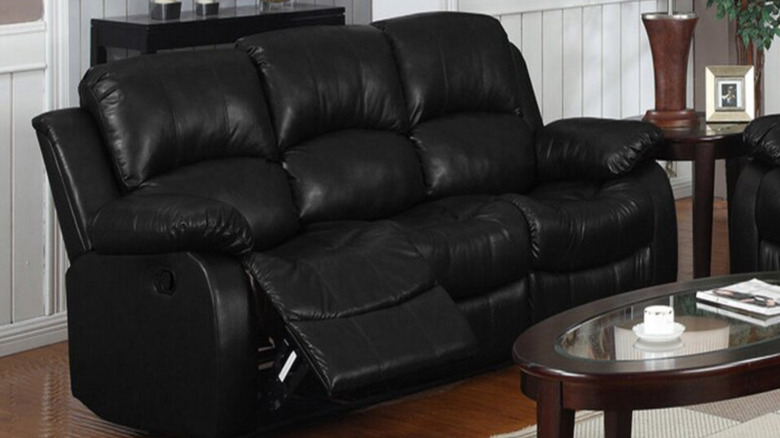 Black vegan leather sofa