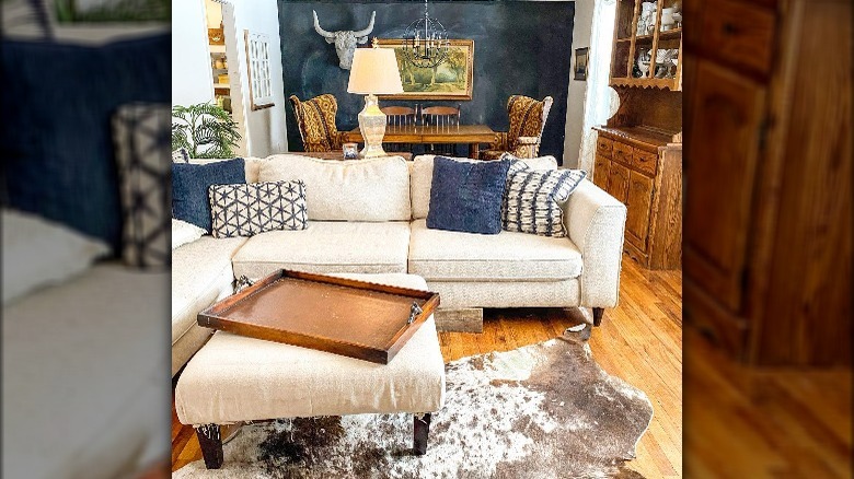 Dark navy southwest living room