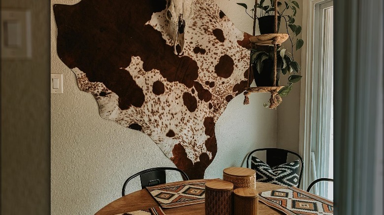 Dining room hanging wall cowhide