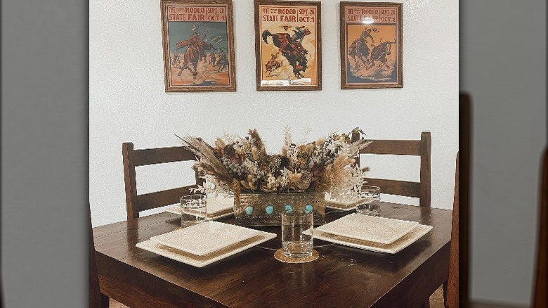 Vintage cowboy posters dining room