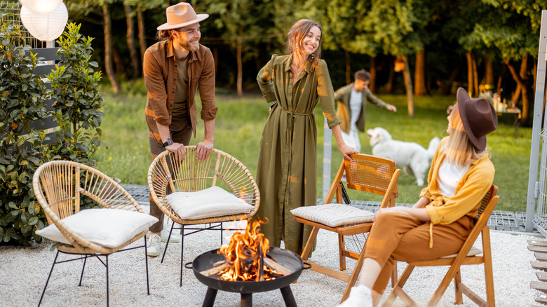 People around fire pit