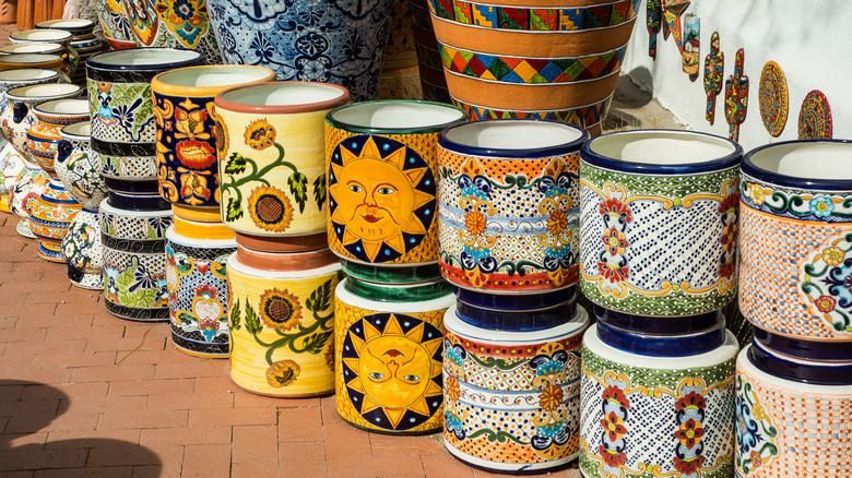 Painted ceramic pots