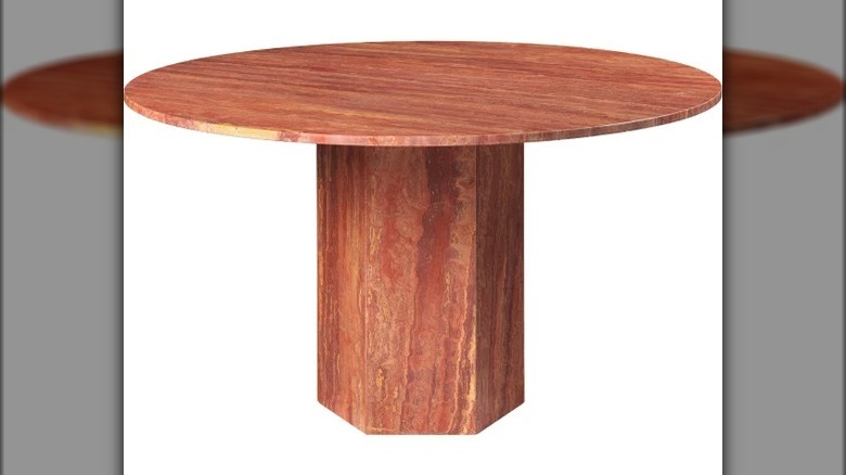 Red travertine dining table