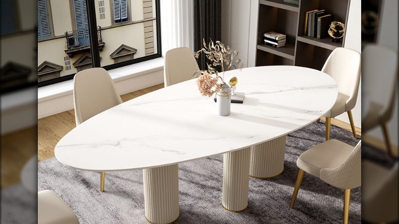 Tear drop dining table