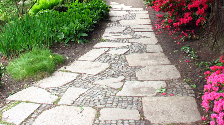 Walkway with various stones