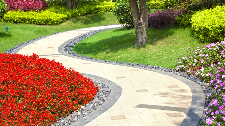 Winding stone walkway