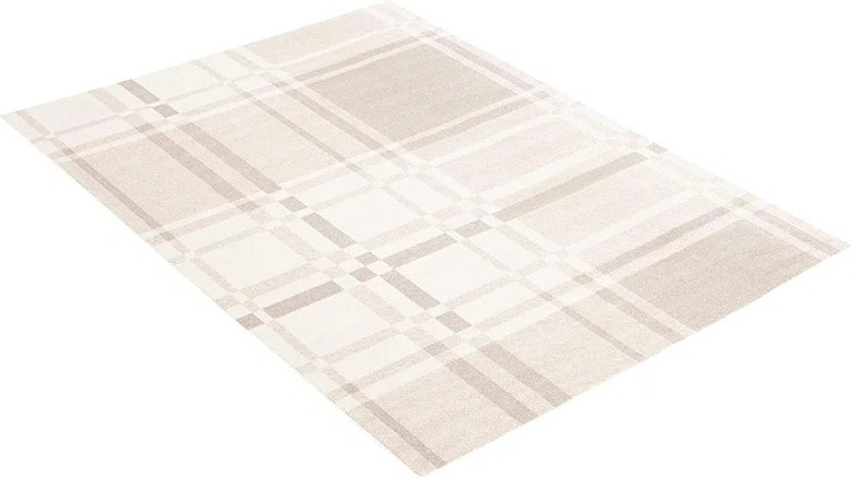 Neutral plaid rug