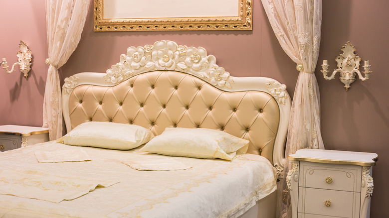 bedroom with gold accents