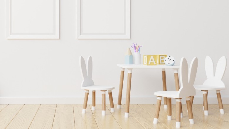 Kids' table with bunny chairs