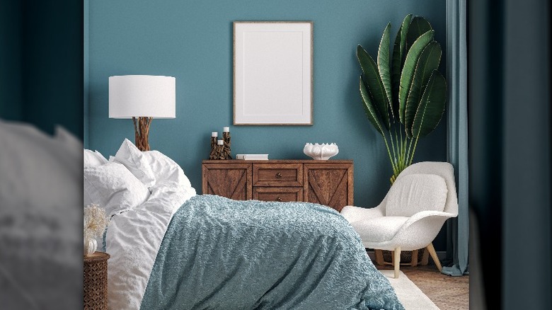 Rustic bedroom light teal