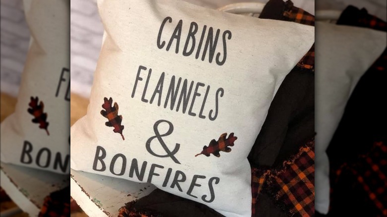 cabins flannels and bonfires pillow