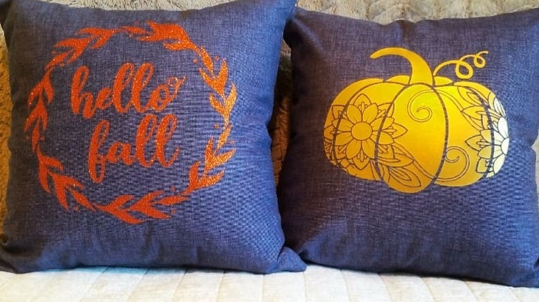 two fall throw pillows