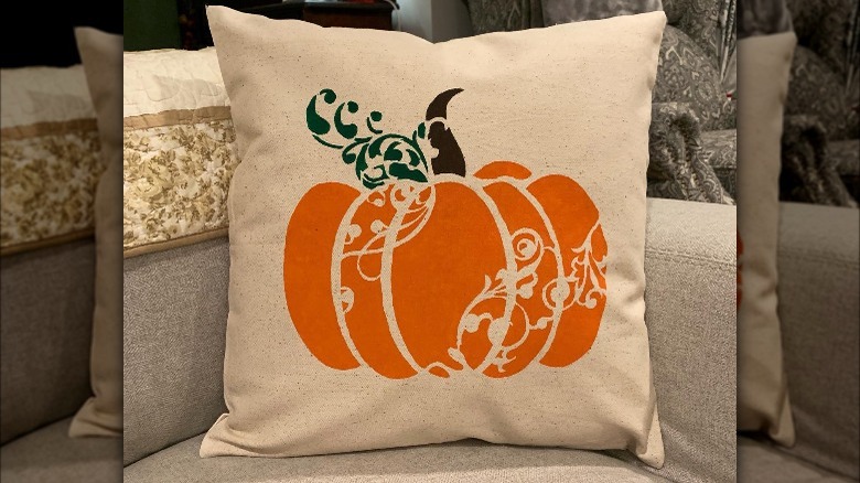 hand-painted pumpkin pillow