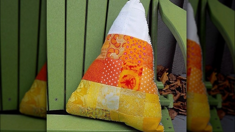 candy corn pillow from scraps