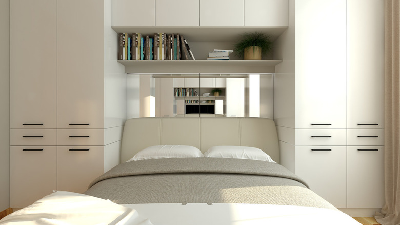 built-in wardrobes and bed