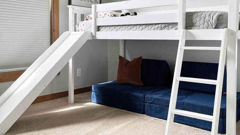 Loft bed with slide and ladder