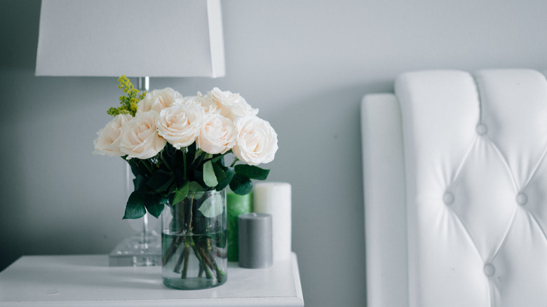 Fresh cut flowers bedside