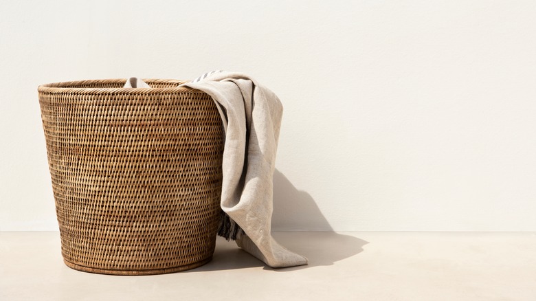 Small wicker laundry basket