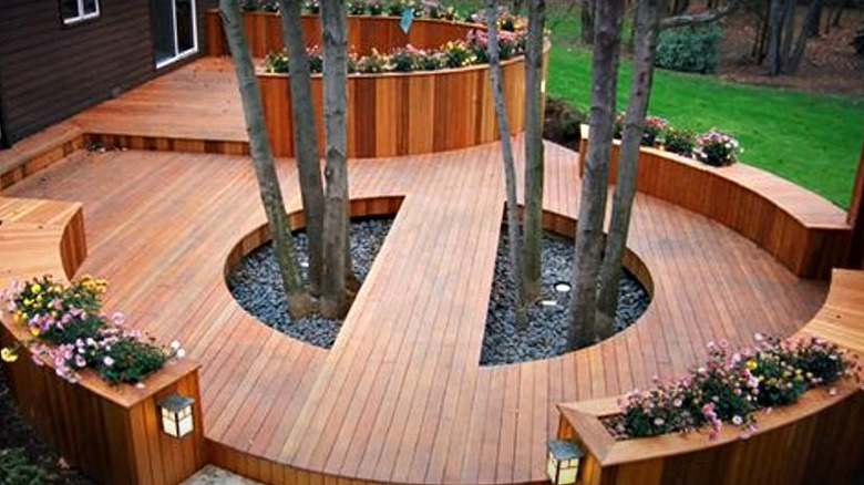 deck built around several trees