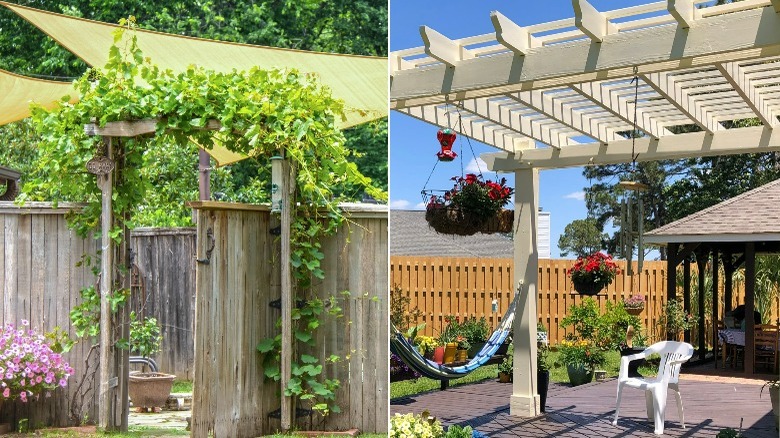 Fabric sunshades and pergolas