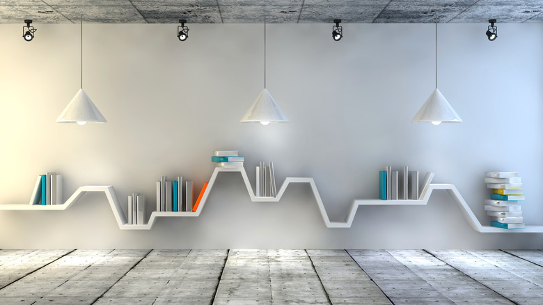 modern bookshelf with bright lighting