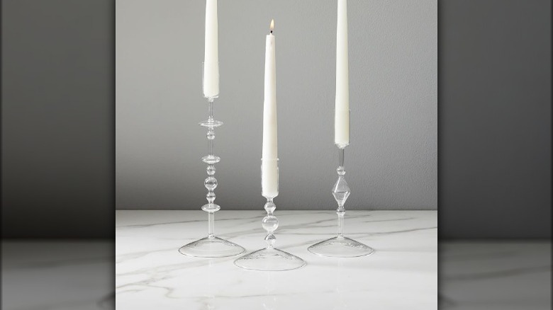 Glass taper candle holders